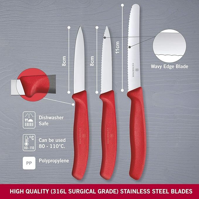 Victorinox Swiss Classic Paring Knife 3pc Set Red