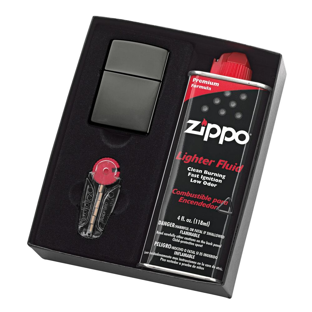 Zippo Gift Set - Lighter and Fluid - Black Ice