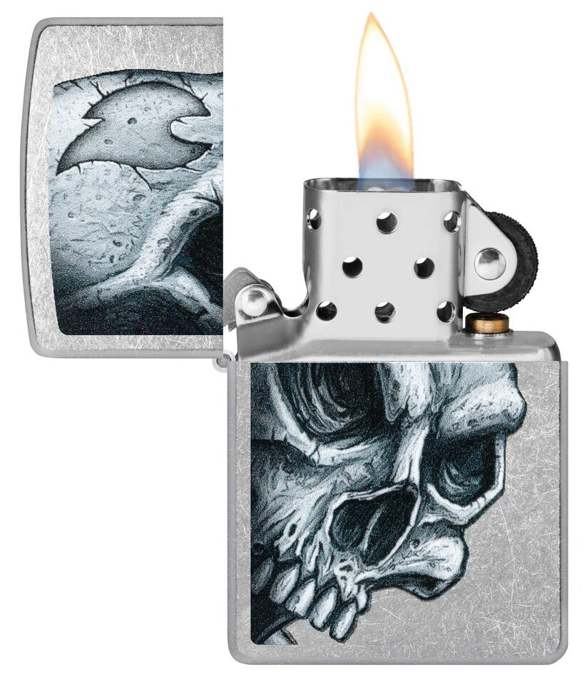 Zippo Lighter - Skull and Flame Design