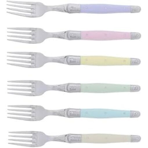 Jean Dubost Laguiole Simplicite - 12pc Steak Knife & Fork Set Pastels