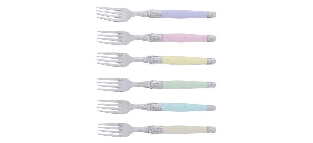 Jean Dubost Laguiole Simplicite - 12pc Steak Knife & Fork Set Pastels