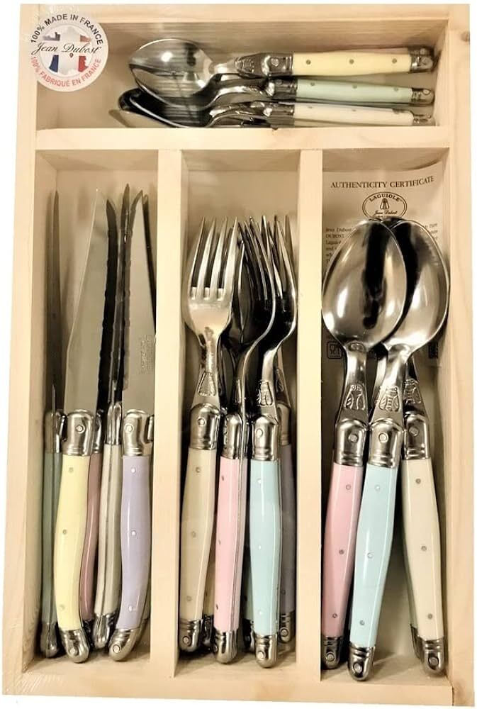Jean Dubost Laguiole Simplicite - 24pc Cutlery Set Pastels