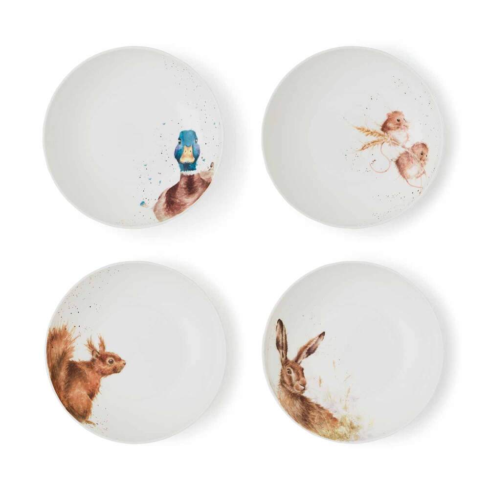 Royal Worcester Wrendale Pasta Bowls - Duck, Hare, Mouse, Squirrel (Set of 4)