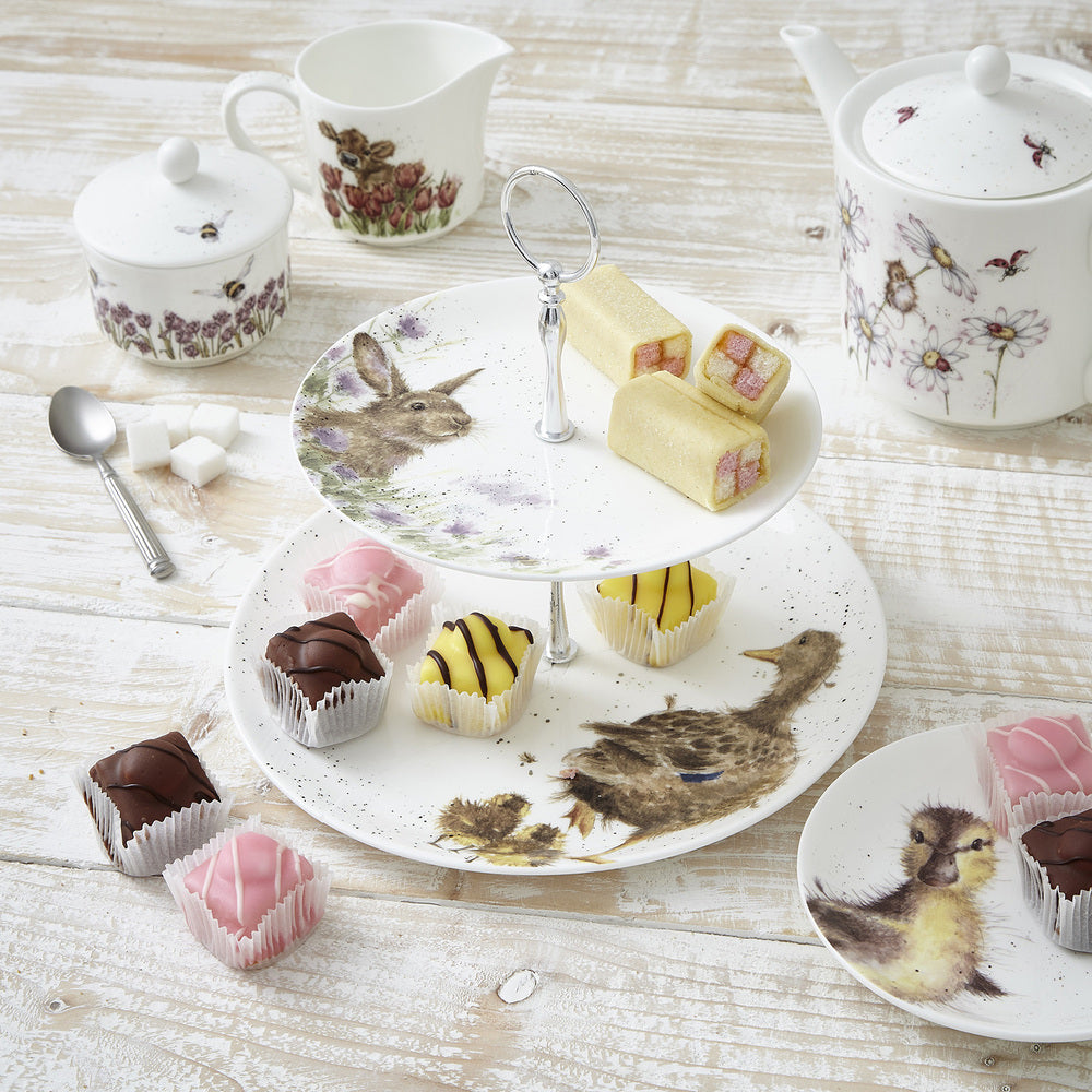 Royal Worcester Wrendale 2-Tier Cake Stand - Rabbit & Duck