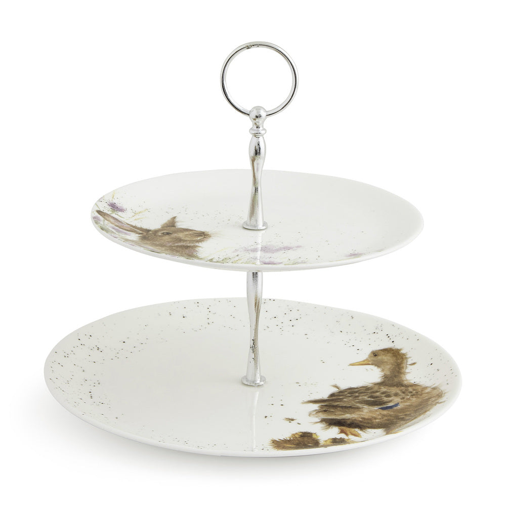 Royal Worcester Wrendale 2-Tier Cake Stand - Rabbit & Duck