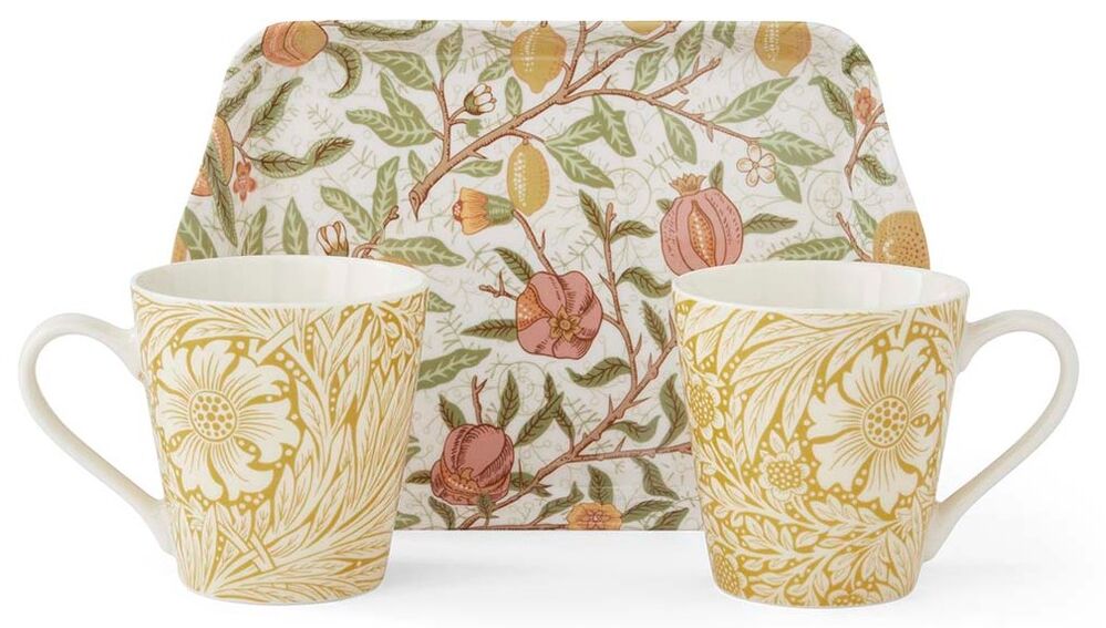 Spode Morris & Co - Fruits & Marigold Mugs & Trays - 180ml (Set of 2)