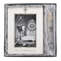 Roman Inc Caroline Collection - First Communion Photo Frame With Rosary Beads