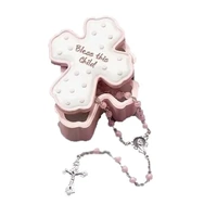 Roman Inc - Trinket Box With Rosary - Bless This Child Pink