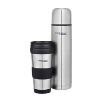 Thermos Thermocafe Stainless Steel Flask 1L & Travel Tumbler 420ml Combo Pack