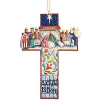 Jim Shore Heartwood Creek - Nativity Scene Cross Hanging Ornament