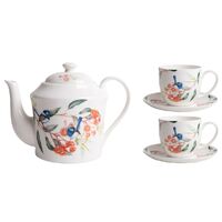 Blue Wren & Eucalyptus - Teapot & 2 Teacup Set