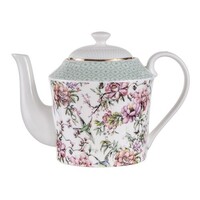 Chinoiserie - White Teapot with Metal Infuser