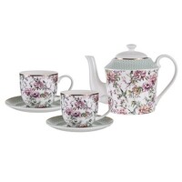 Chinoiserie - White Teapot and 2 Teacup Set
