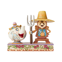 Jim Shore Disney Traditions - Beauty & the Beast Mrs Potts & Cogsworth - Workin Round the Clock