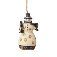 Jim Shore Heartwood Creek Black & Gold - Snowman Hanging Ornament 