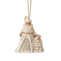 Jim Shore Heartwood Creek White Woodland - Santa with Toybag Hanging Ornament