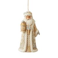 Jim Shore Heartwood Creek Holiday Lustre - Santa with Lantern Hanging Ornament