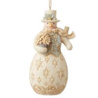Jim Shore Heartwood Creek Holiday Lustre - Snowman with Flowers Hanging Ornament