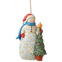 Jim Shore Heartwood Creek - Snowman With Tree Hanging Ornament
