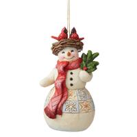 Jim Shore Heartwood Creek - Snowman With Cardinal Nest Hanging Ornament