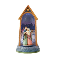 Jim Shore Heartwood Creek - LED Rotating Holy Family in Stable 28cm