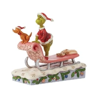 Dr Seuss The Grinch by Jim Shore - Grinch and Max on Sled