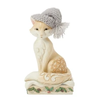 Jim Shore Heartwood Creek White Woodland - Fox with Knit Hat