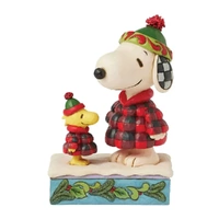 Peanuts by Jim Shore - Snoopy and Woodstock Plaid Puffer Jackets