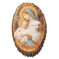 Joseph's Studio - Madonna, Child & Lamb Wood Plaque