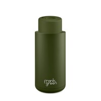 Frank Green Reusable Bottle - Ceramic 1L Khaki Push Button Lid
