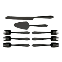 Splayd Cake Knife, Server and Splayd Black Set of 8
