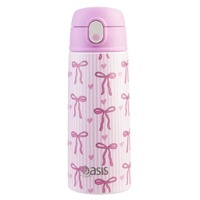 Oasis Double Wall Insulated Sipper Straw Kid's Drink Bottle - 550ml Bows & Hearts
