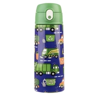 Oasis Double Wall Insulated Sipper Straw Kid's Drink Bottle - 550ml Garbage Trucks