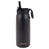 Oasis Sports Double Wall Insulated Water Bottle with Sipper - 780ml Black