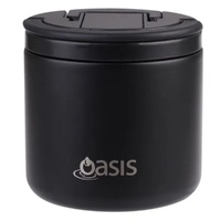 Oasis Double Wall Insulated Quick Release Lid & Spork Food Flask - 500ml Black