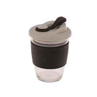 Oasis Borosilicate Glass Eco Cup with Lid - 340ml Black