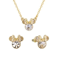 Disney Couture Kingdom April Birthstone Minnie Necklace & Earrings Bundle Gold