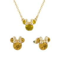 Disney Couture Kingdom November Birthstone Minnie Necklace & Earrings Bundle Gold