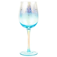 Holographic Wine Glass - Happy Birthday