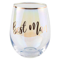 Rose Gold Best Man Stemless Wine Glass