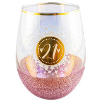 Glitterati Stemless 21st Birthday Wine Glass