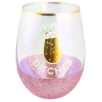 Glitterati Stemless Drink Up Bitches Wine Glass