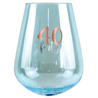 Rose Gold Decal 40th Birthday Stemless Wine Glass