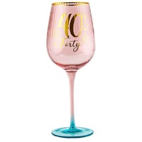 Fluted Pink Wine Glass - 40th