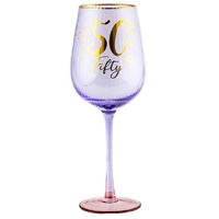 Fluted Purple Wine Glass - 50th
