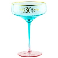 Fluted Blue Coupe Glass - 30th