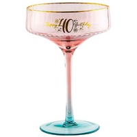 Fluted Pink Coupe Glass - 40th