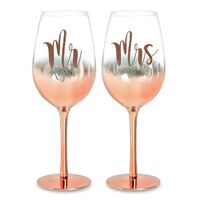 Rose Ombre Mr And Mrs Wine Glass Set