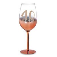 Rose Ombre Stem 40th Birthday Wine Glass