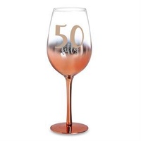 Rose Ombre Stem 50th Birthday Wine Glass